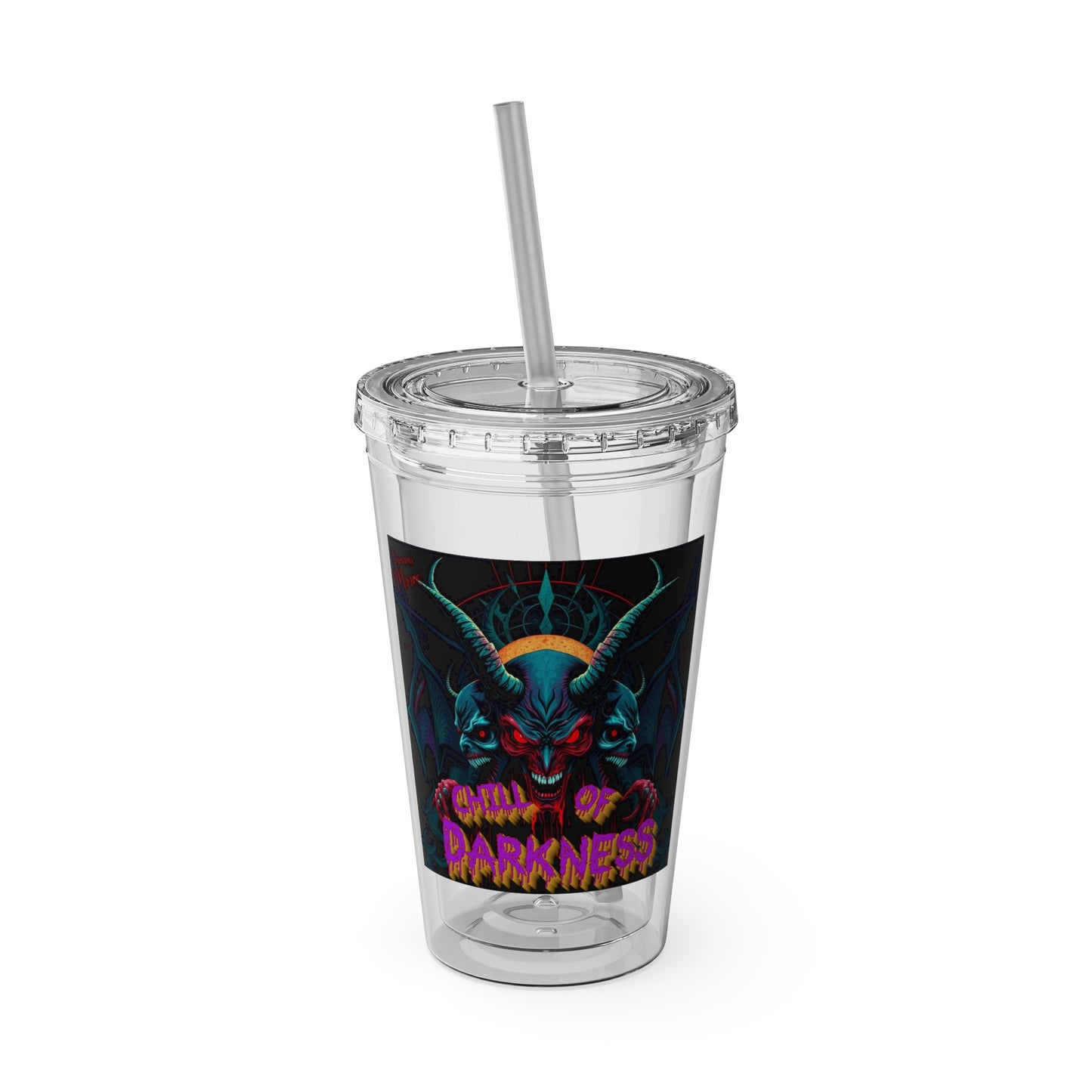 Chill of Darkness-Sunsplash Tumbler with Straw | 16oz Vibrant Drinkware for Dark Aesthetic Lovers