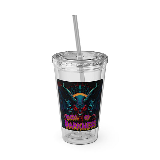 Chill of Darkness-Sunsplash Tumbler with Straw | 16oz Vibrant Drinkware for Dark Aesthetic Lovers