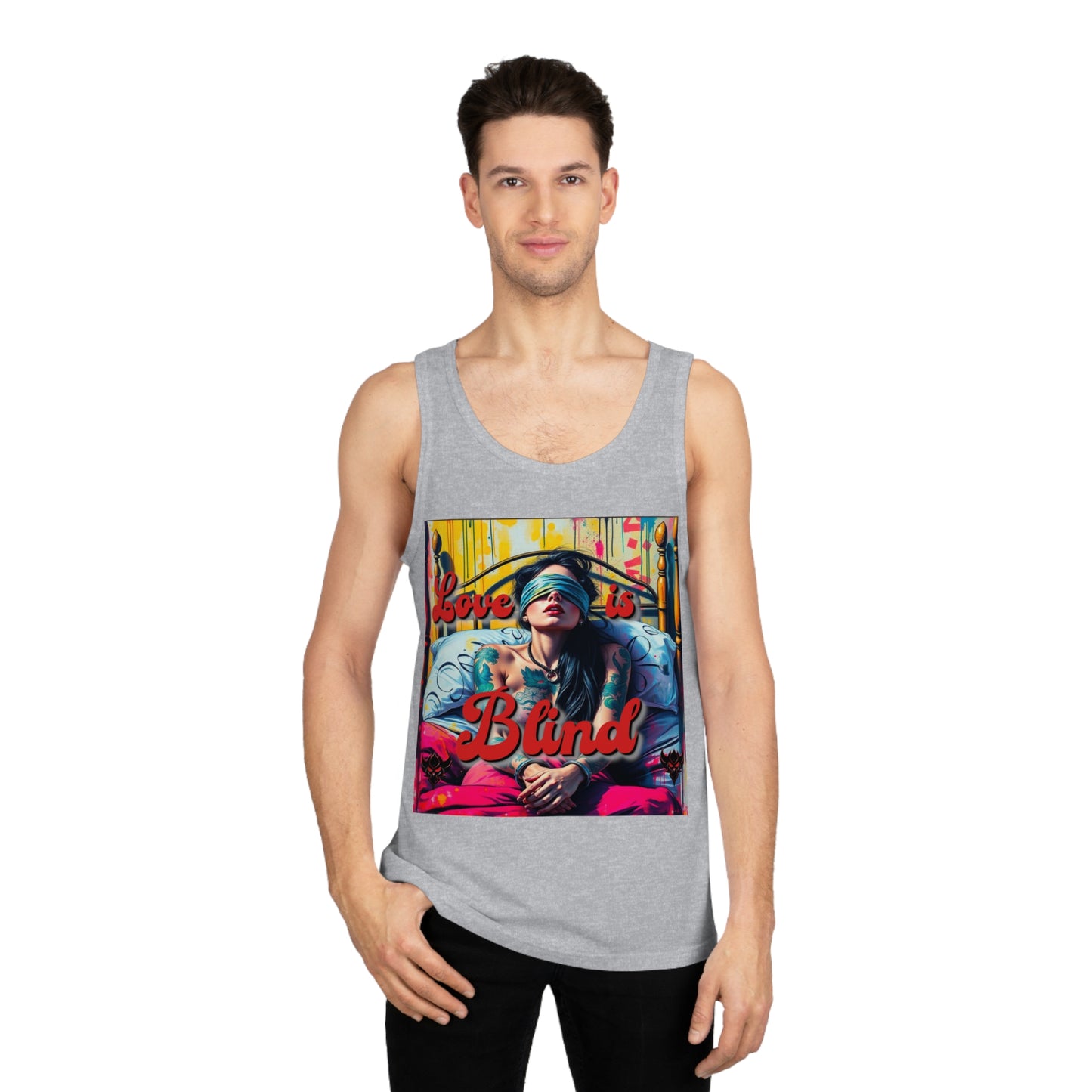 "Love is Blind" Unisex Softstyle™ Tank Top - Stylish Comfort for Summer Celebrations