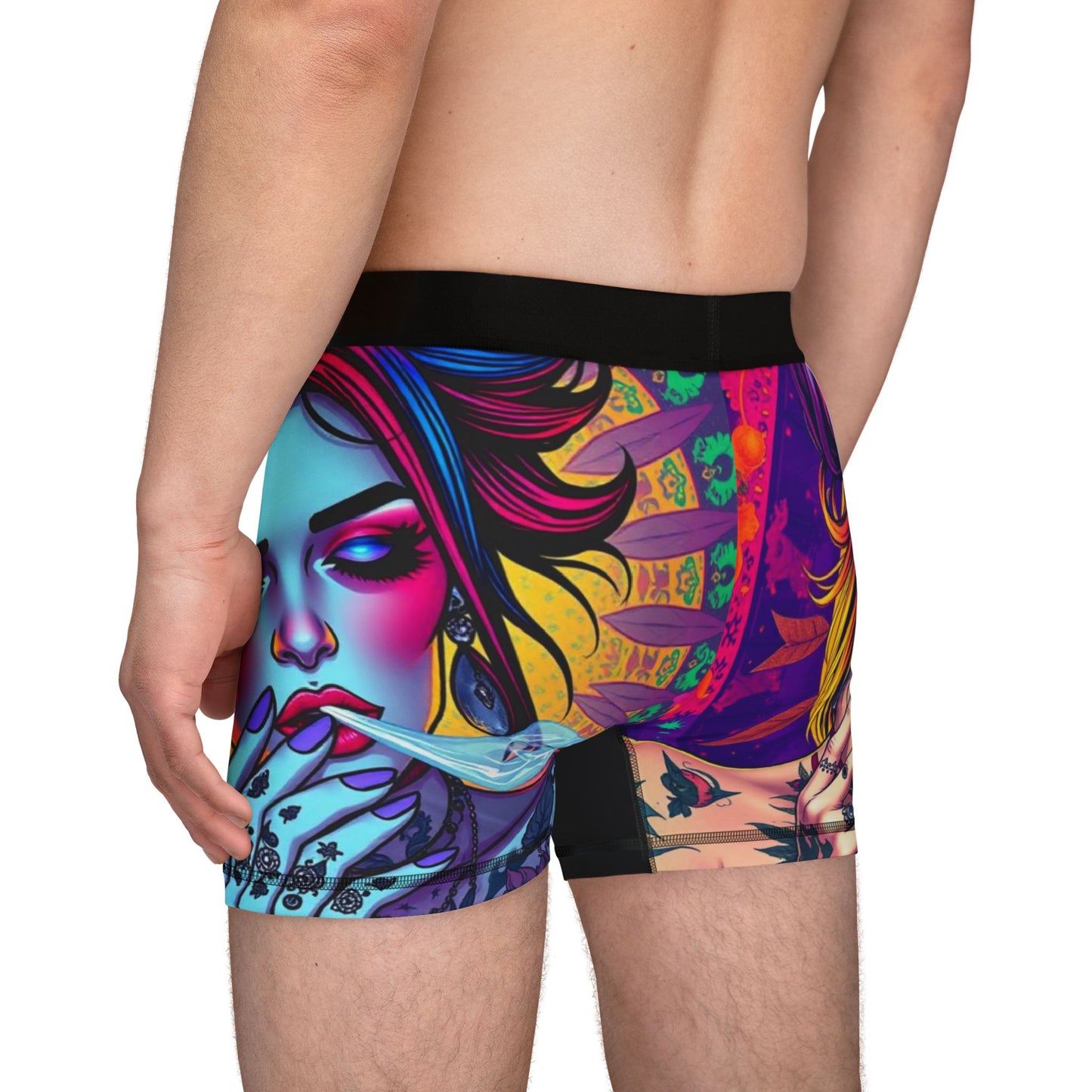 Ungodly High" Vibrant Graphic Men's Boxers - Artistic Tattoo & Smoke Design