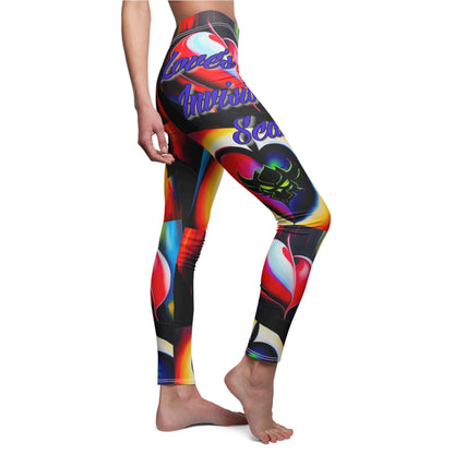 "Heartache: Love's Invisible Scar" Vibrant Heart Graphic Leggings for Women - Casual & Stylish Activewear