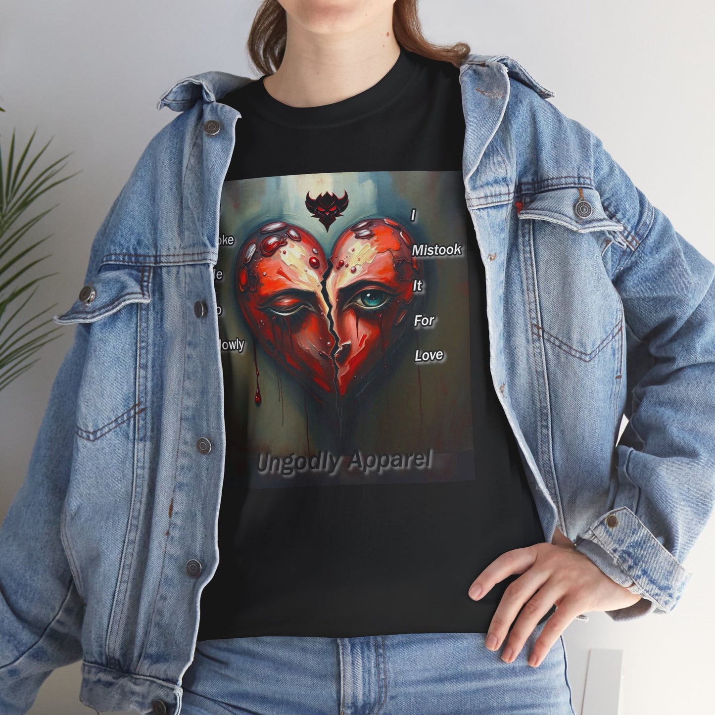 Emotional Heart Unisex Heavy Cotton Tee - 'You Broke Me So Slowly' Design