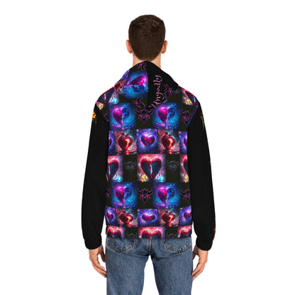 "Drowning in Memories I Can't Escape" Men's Full-Zip Hoodie - Vibrant Heart & Balloon Design - Perfect for Celebrations