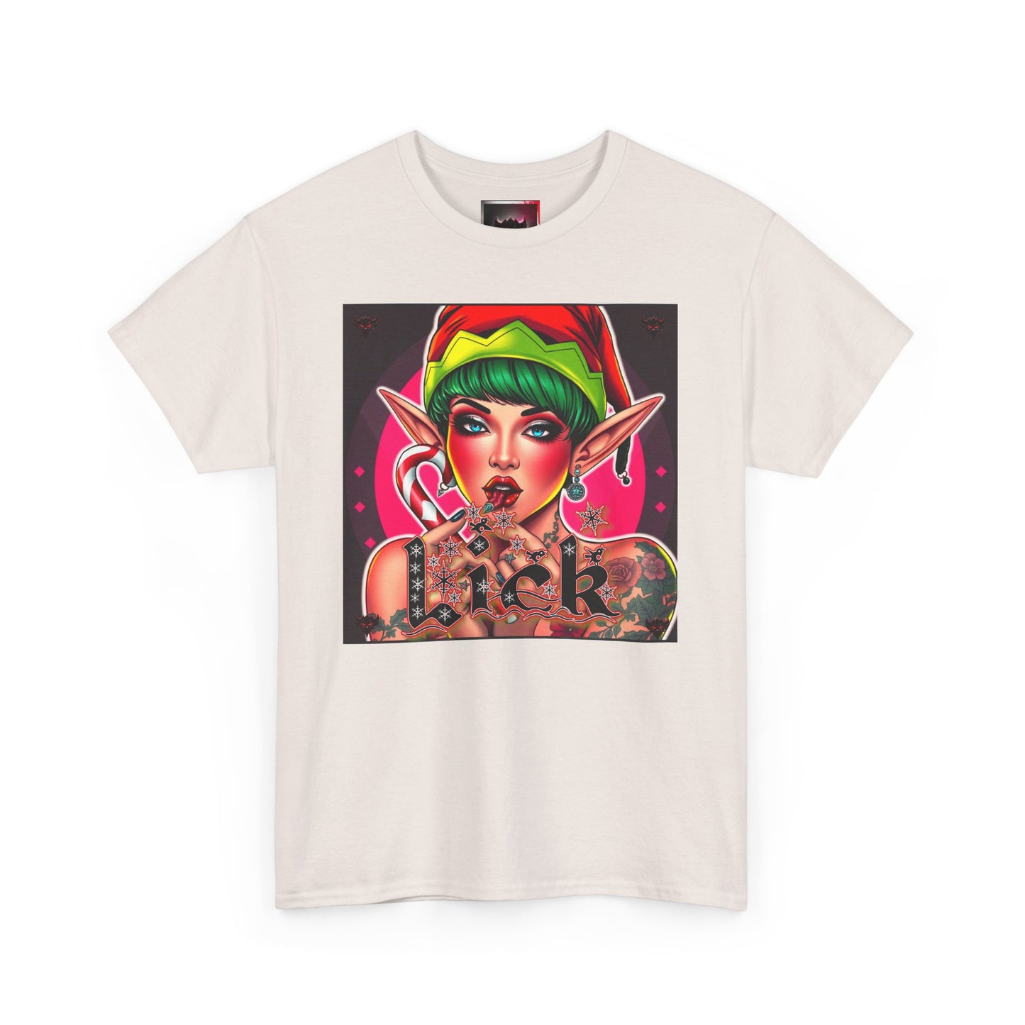 "Lick" Enchanting Elf Graphic T-Shirt - Unisex Heavy Cotton Shirt for Festive Vibes