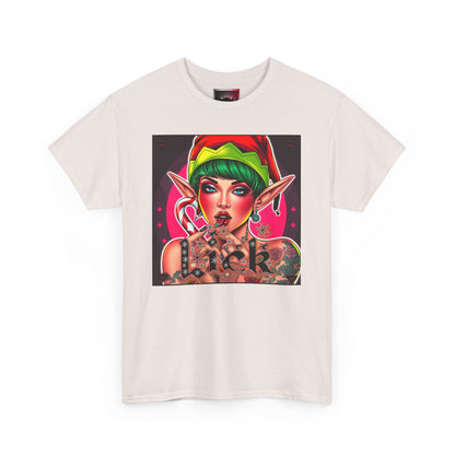 "Lick" Enchanting Elf Graphic T-Shirt - Unisex Heavy Cotton Shirt for Festive Vibes