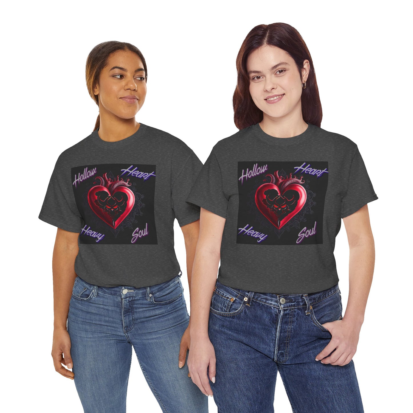 Hollow Heart Heavy Soul Unisex Cotton Tee - Edgy Graphic T-Shirt