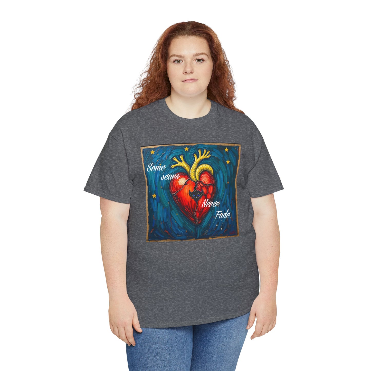 Heart Art Unisex Heavy Cotton Tee - "Some scars never fade"