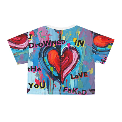 Drowning in Love Graphic Crop Tee – Vibrant Heart Art for Creative Souls