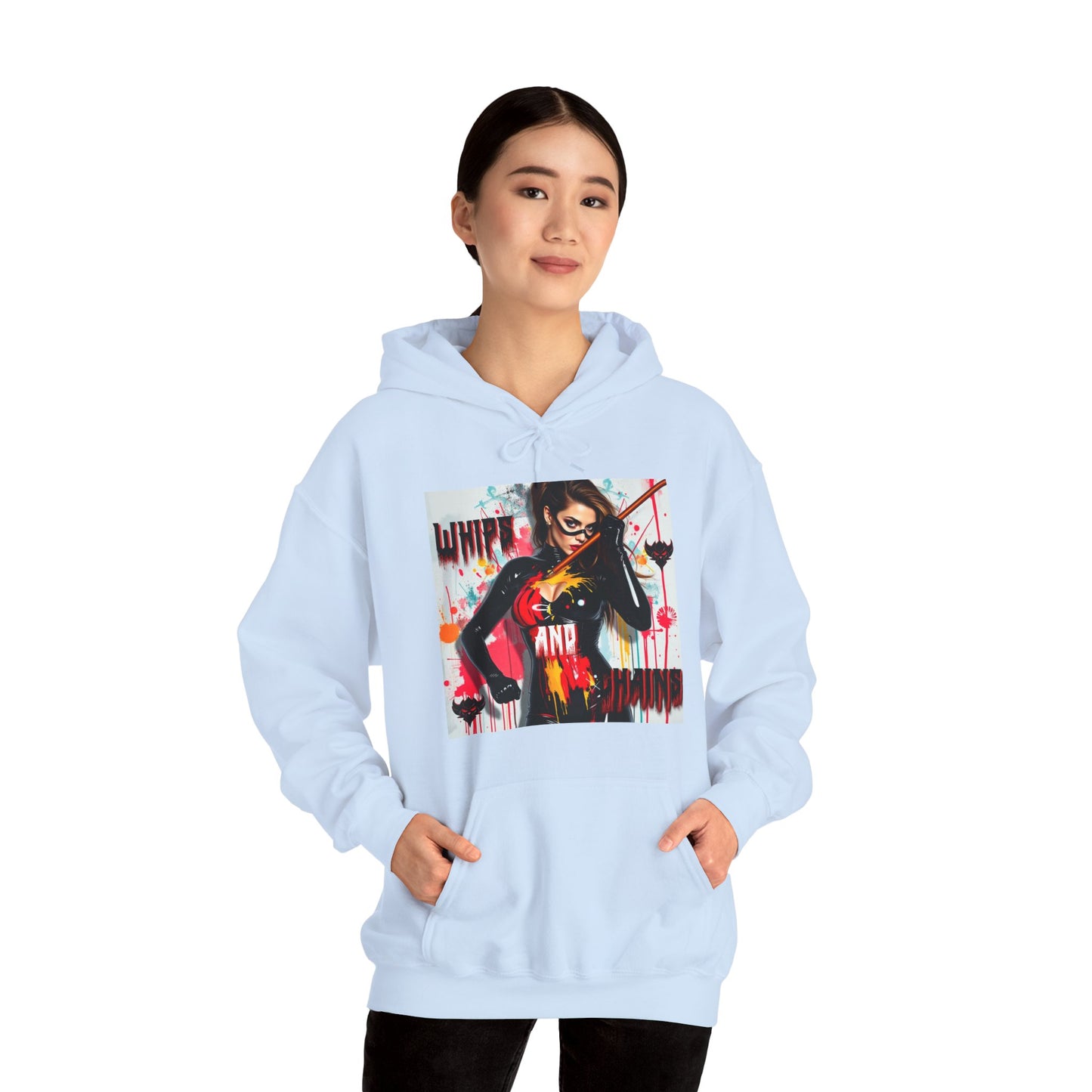 "Whips and Chains" Fierce Art Unisex Heavy Blend™ Hooded Sweatshirt - White