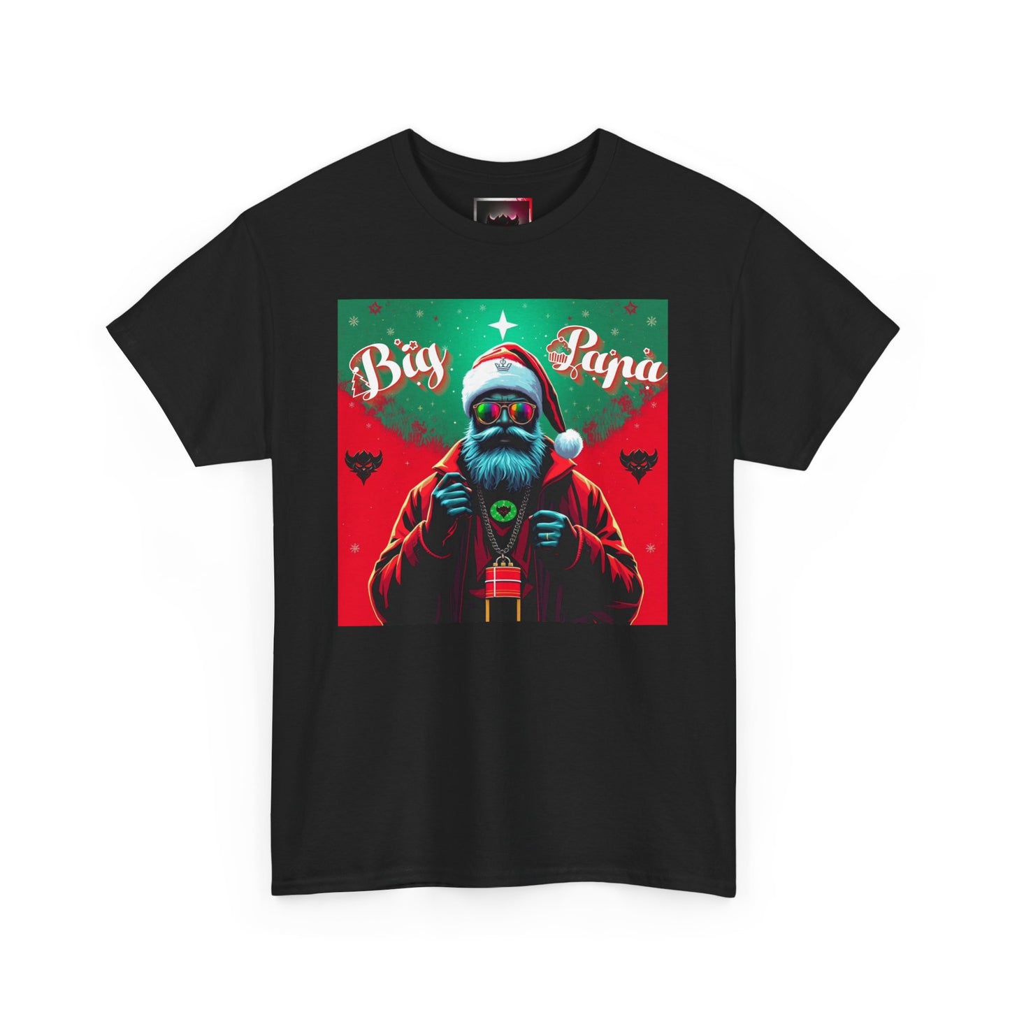 Festive Big Papa Noel Unisex Heavy Cotton T-Shirts - Santa Holiday Spirit T-Shirt