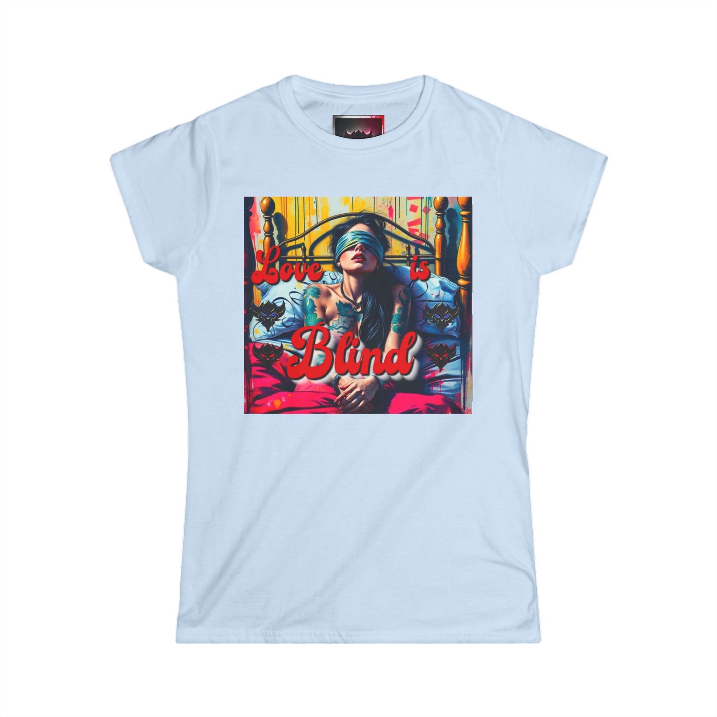 "Love is Blind" Women's Softstyle Tee - Artistic Graphic T-Shirt for Self-Expression