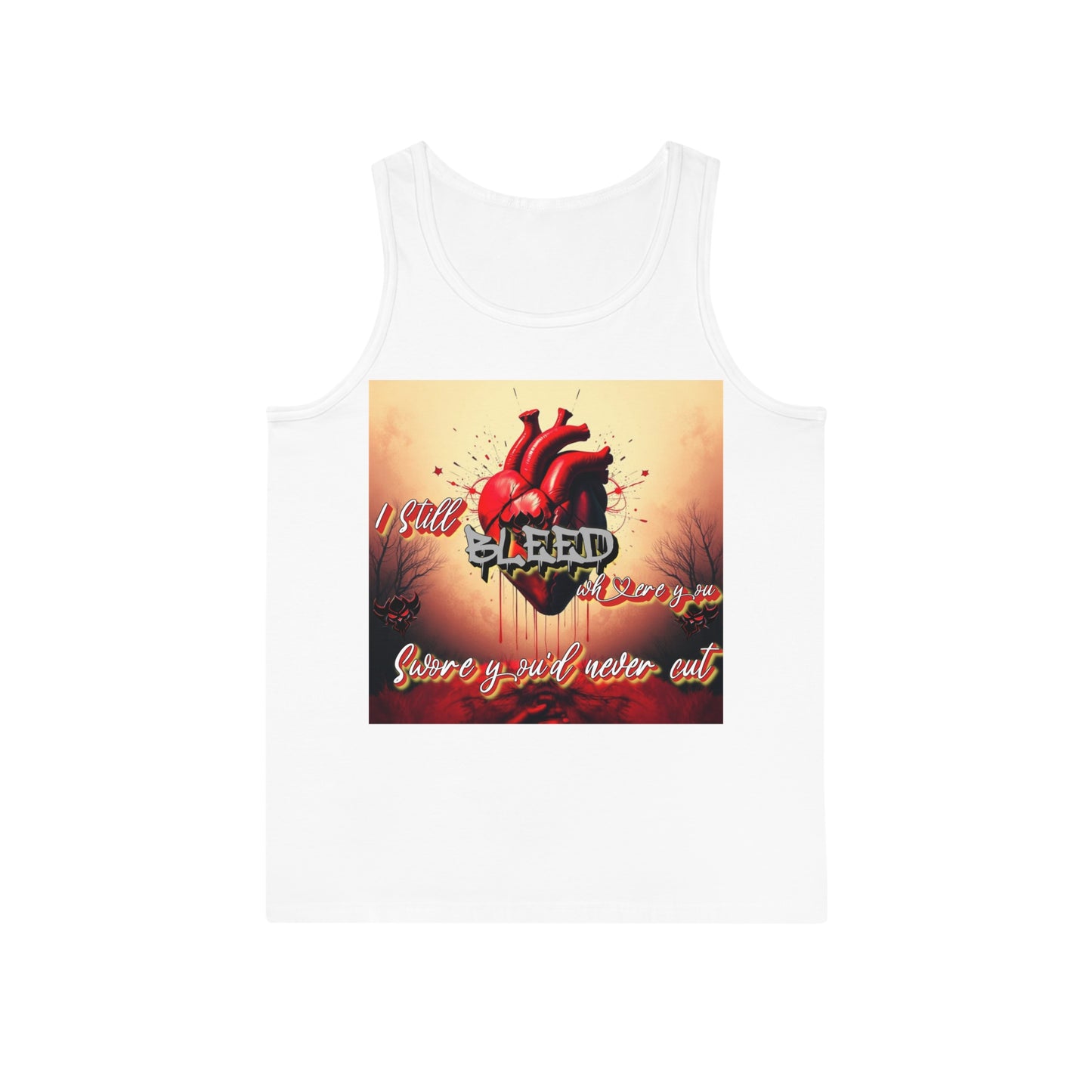 "I Bleed Where You Swore You'd Never Cut" Heartfelt Unisex Softstyle™ Tank Top - Inspirational Love Design