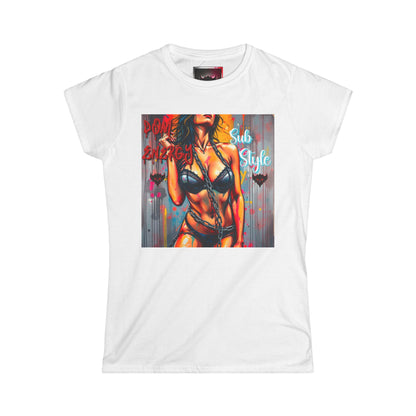 Women's Softstyle Tee - "Dom Energy, Sub Energy" Art Graphic Tee for Bold Expression