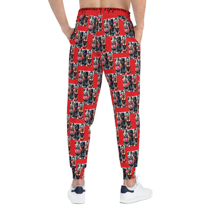 "Ungodly Fetish" Unique Graphic Athletic Joggers | Bold Red Pattern | Comfortable Casual Wear for Everyday & Fitness