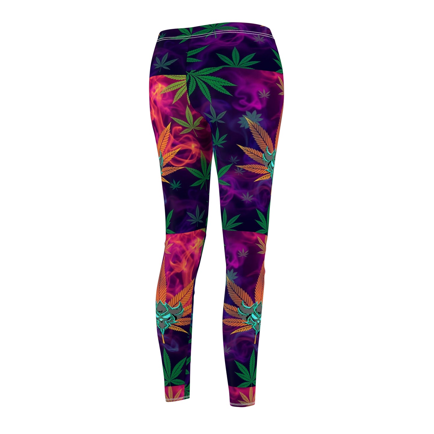 Vibrant "420" Boho Leggings with Psychedelic Leaf Design
