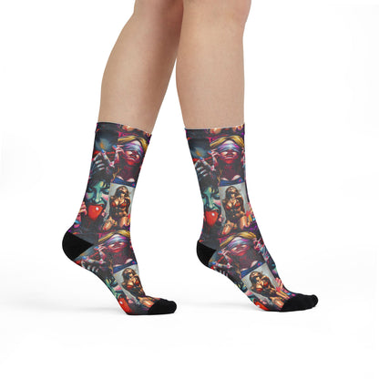 "Ungodly Kinks" Vibrant Graphic Crew Socks with Bold Artwork