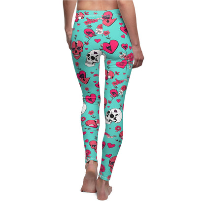 Vibrant Skull & Heart Leggings for Women - Stylish Casual Activewear