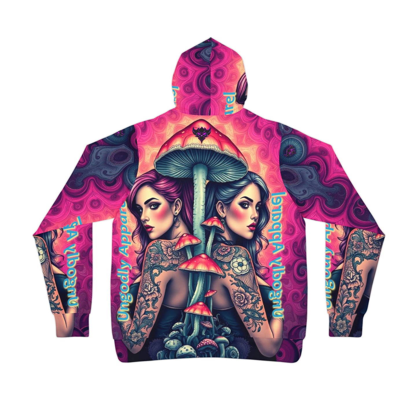 Vibrant "Bitches and Boomers" Tattoo-Inspired Athletic Hoodie - Artful Design for Trendsetters & Festival Lovers