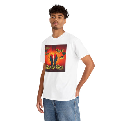 Inspirational Unisex Heavy Cotton Tee - "Falling Apart Taught Me How to Rise" Design