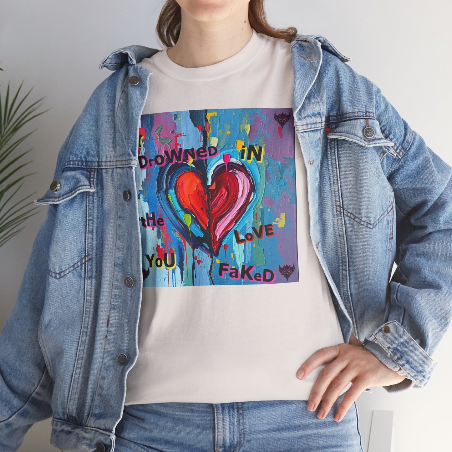 Heartfelt Unisex Heavy Cotton Tee - "I Drowned in the Love You Faked"