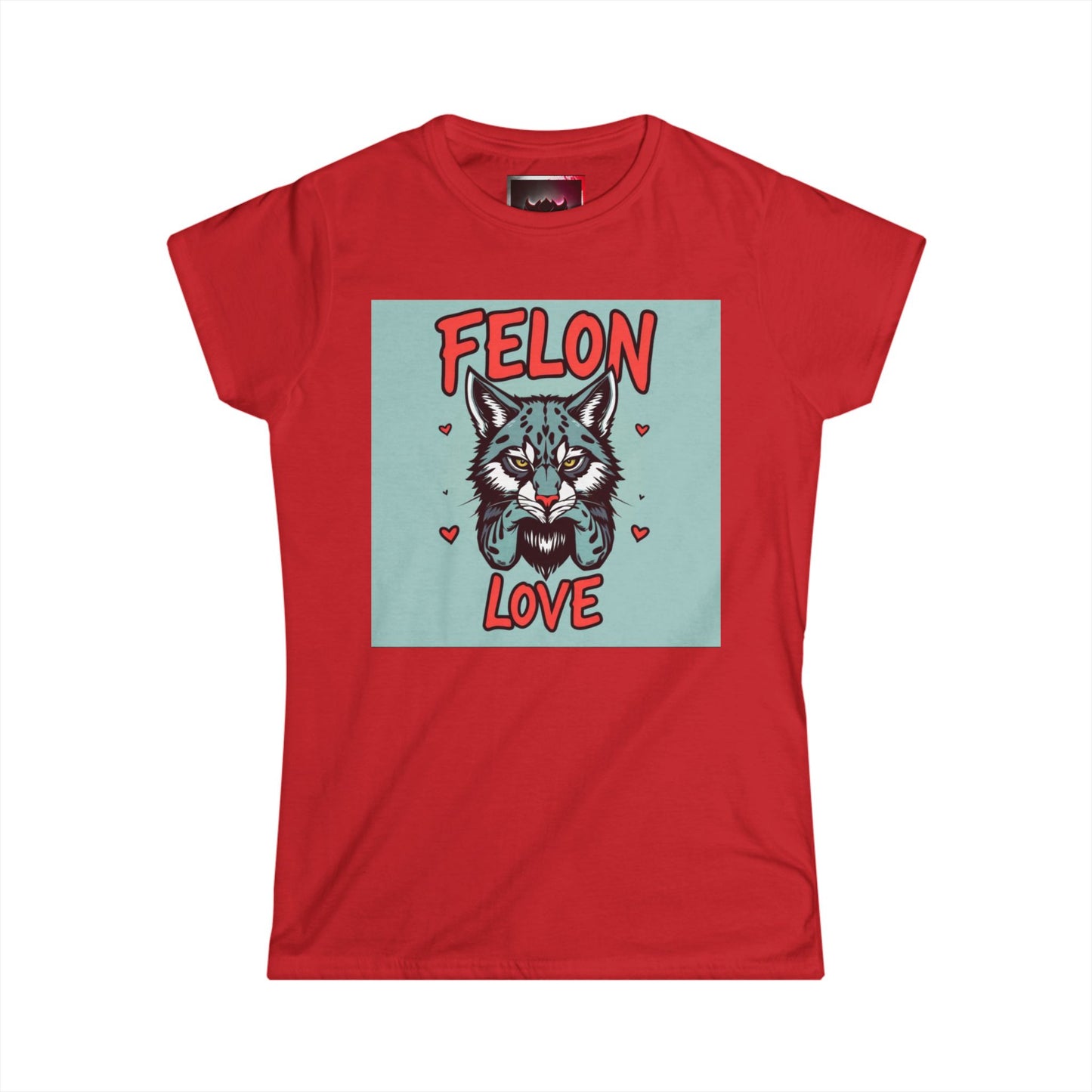 Felon Love Women's Softstyle Tee – Cute Cat Graphic T-Shirt for Animal Lovers