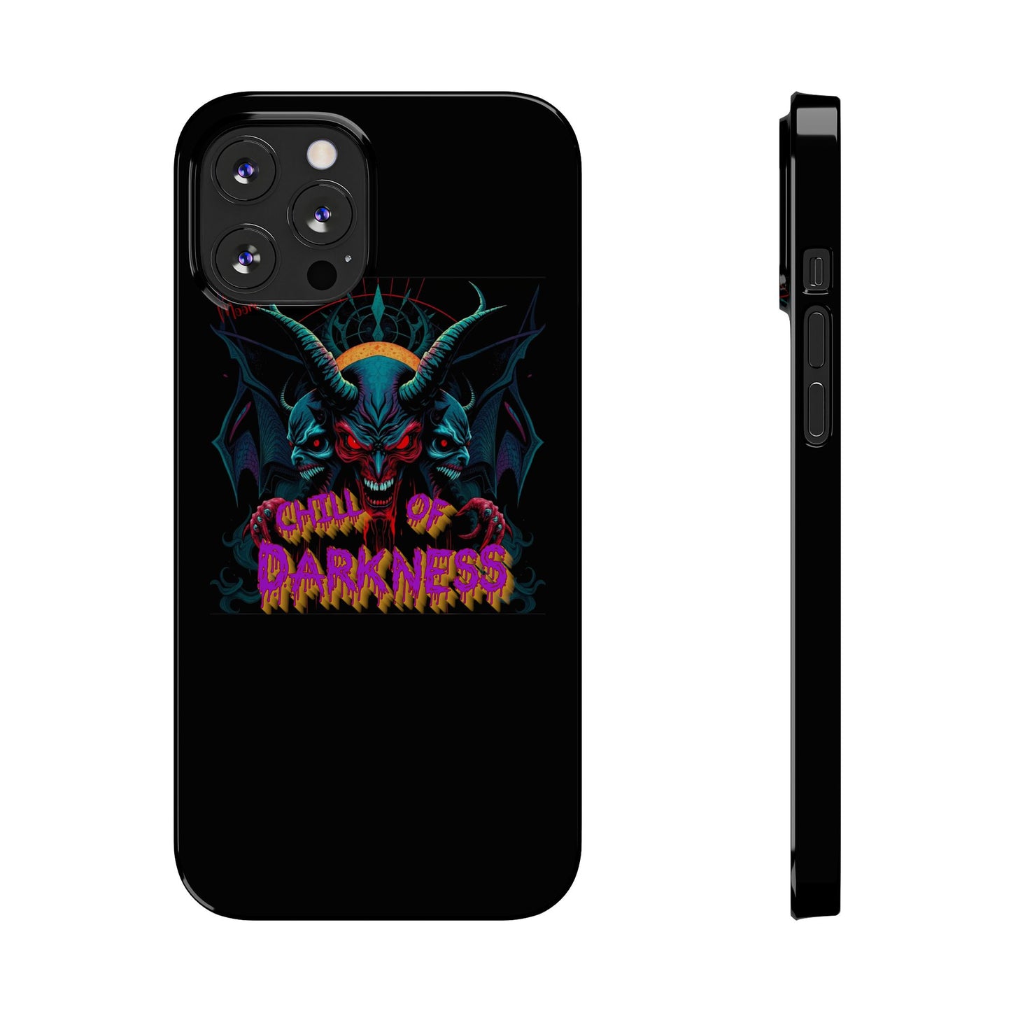 Chill of Darkness Slim Phone Case - Gothic Demon Design