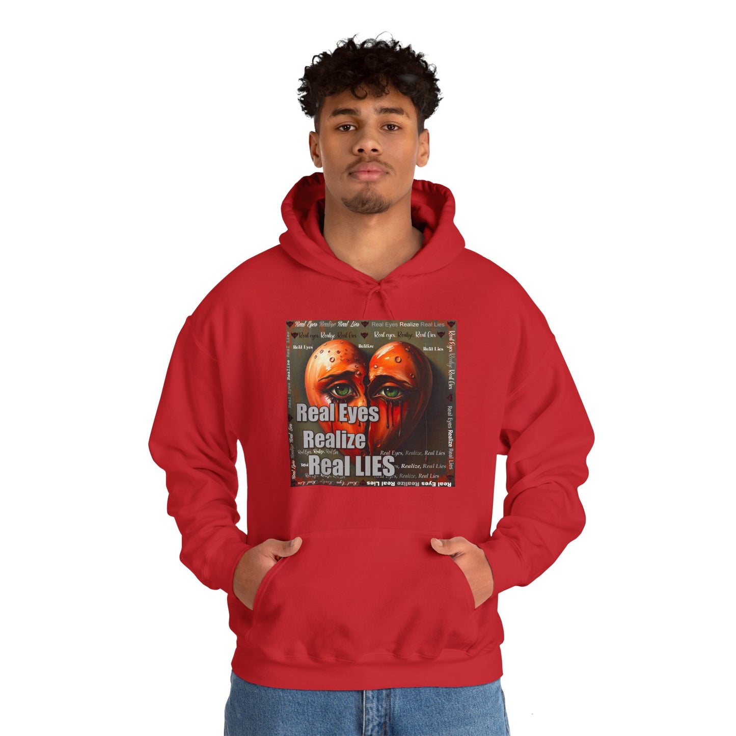 Unisex Hoodie with "Real Eyes Realize Real LIES" Graphic - Trendy Streetwear