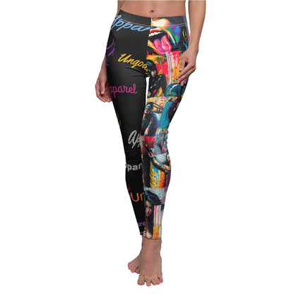 "Collection of Kinks" Bold Graphic Casual Leggings for Women - Colorful Street Art Design