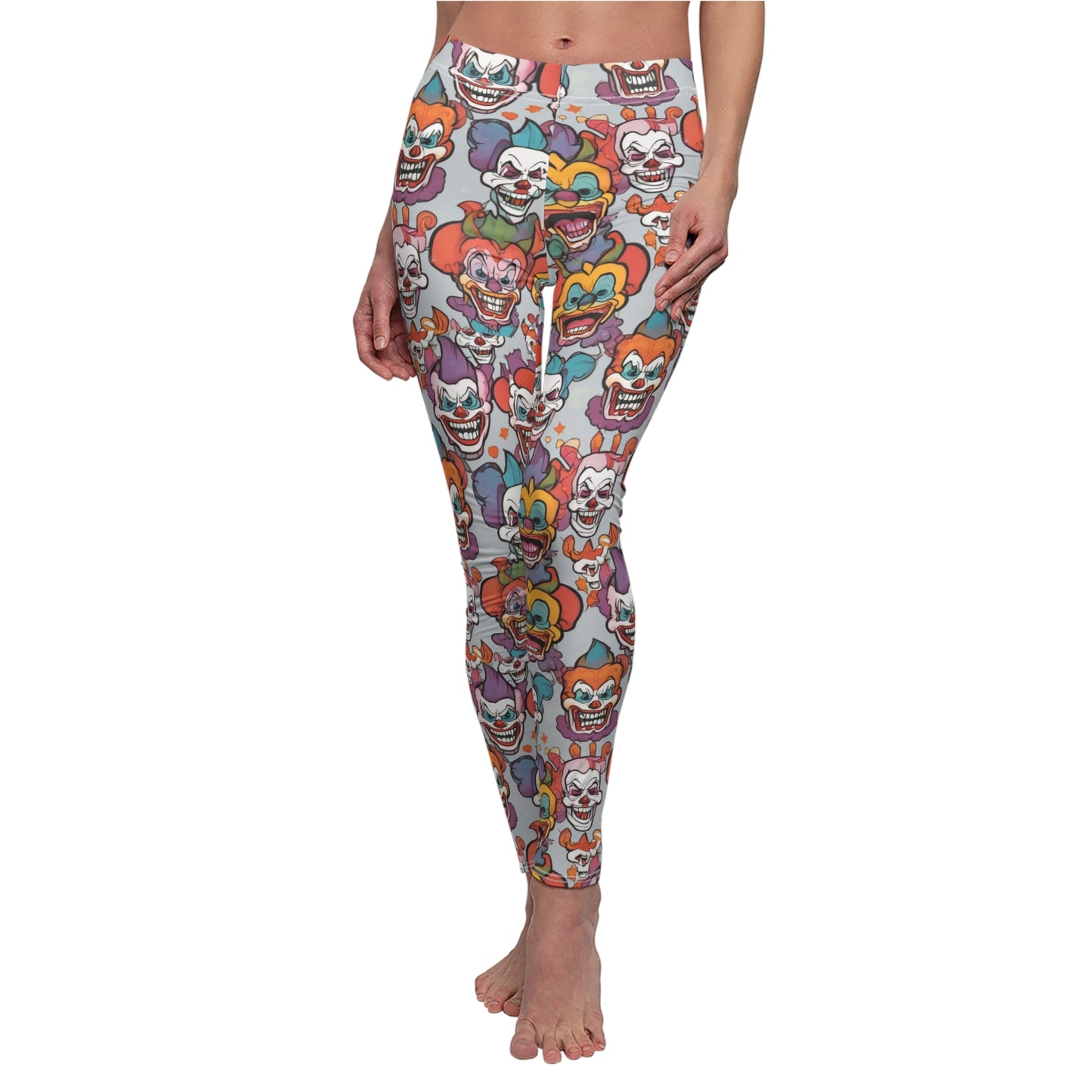 Playful Clown Print Casual Leggings for Women - Fun and Colorful Activewear