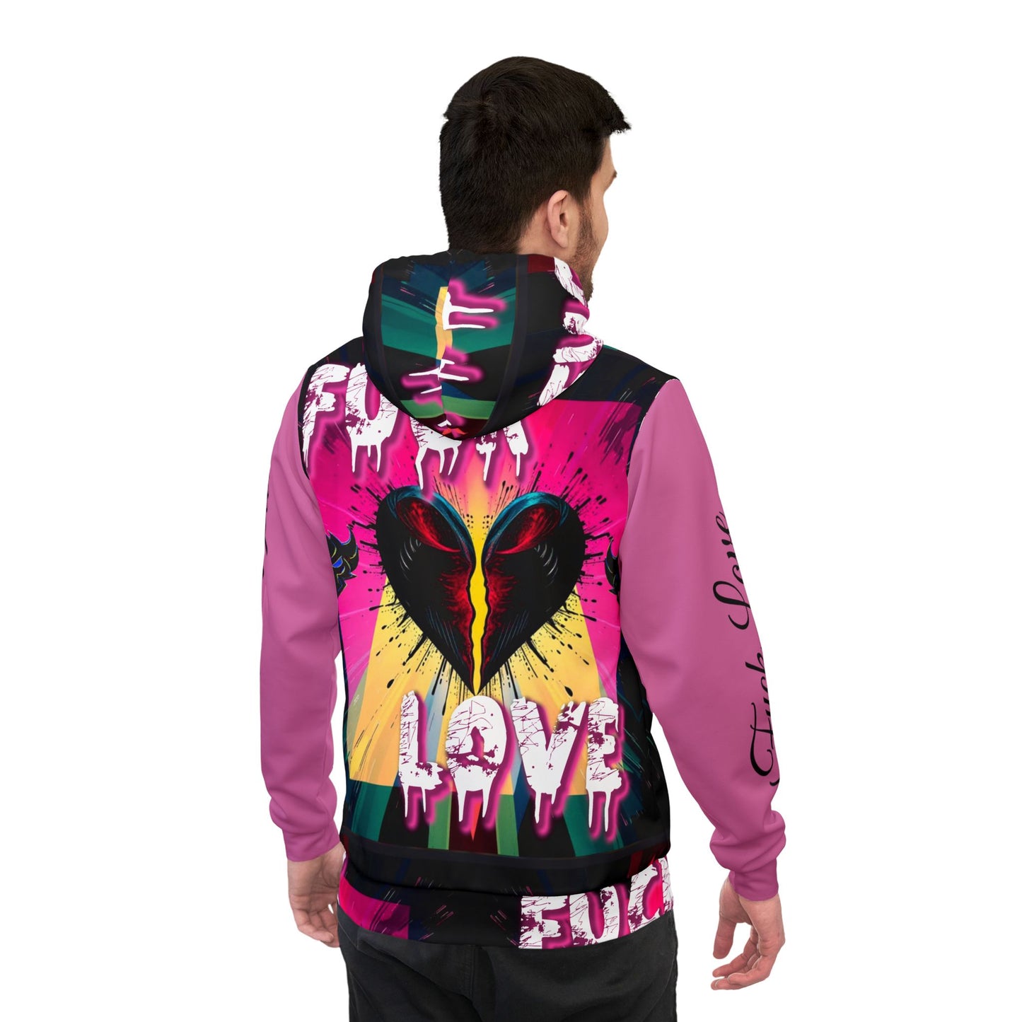 "F*ck Love" Rebellious Love Graphic Athletic Hoodie - Bold Design for Trendsetters