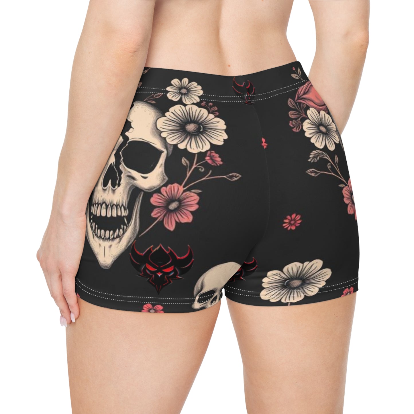 "Dead Love" Floral Skull Women's Shorts – Edgy & Stylish Summer Wear