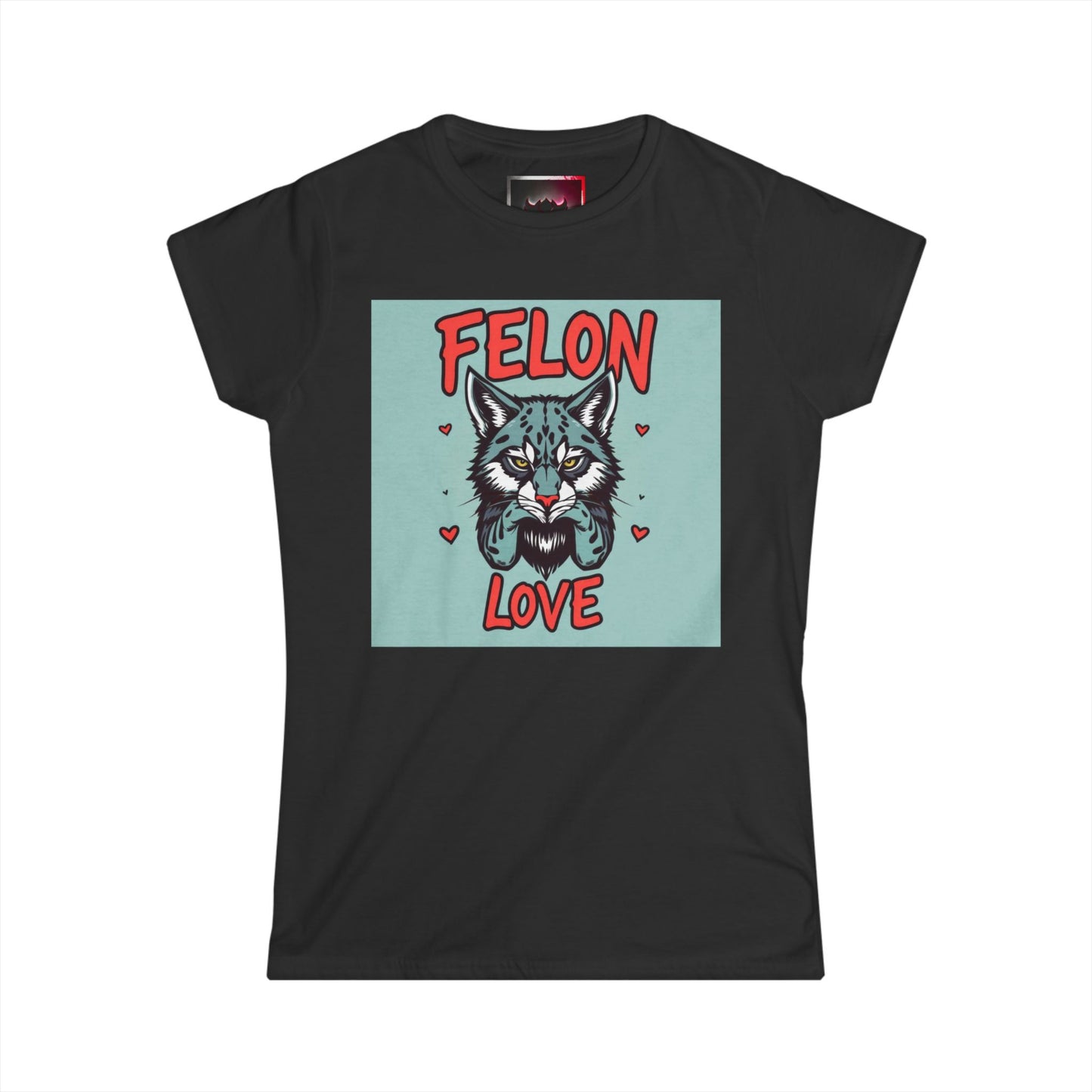 Felon Love Women's Softstyle Tee – Cute Cat Graphic T-Shirt for Animal Lovers