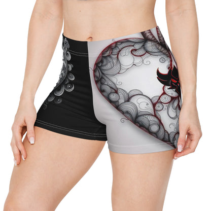 "Forever" Artistic Heart Print Women's Shorts - Stylish & Comfortable Summer Wear