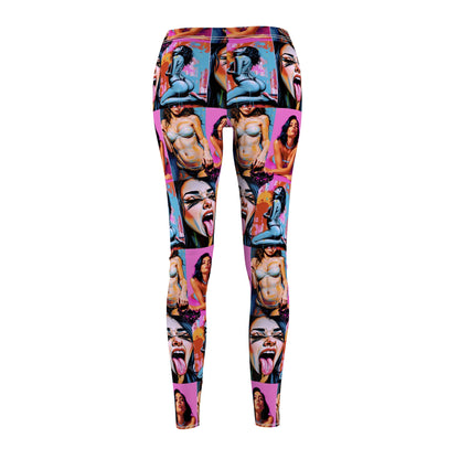 "Kink" Vibrant Women's Cut & Sew Casual Leggings - Bold Graphic Art Design