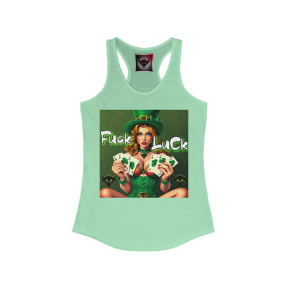 St. Patrick's Day Funny Women's Tank Top - 'Fuck Luck' Graphic