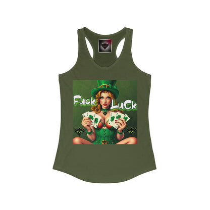 St. Patrick's Day Funny Women's Tank Top - 'Fuck Luck' Graphic