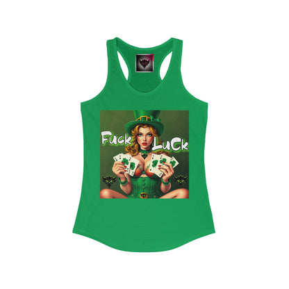 St. Patrick's Day Funny Women's Tank Top - 'Fuck Luck' Graphic