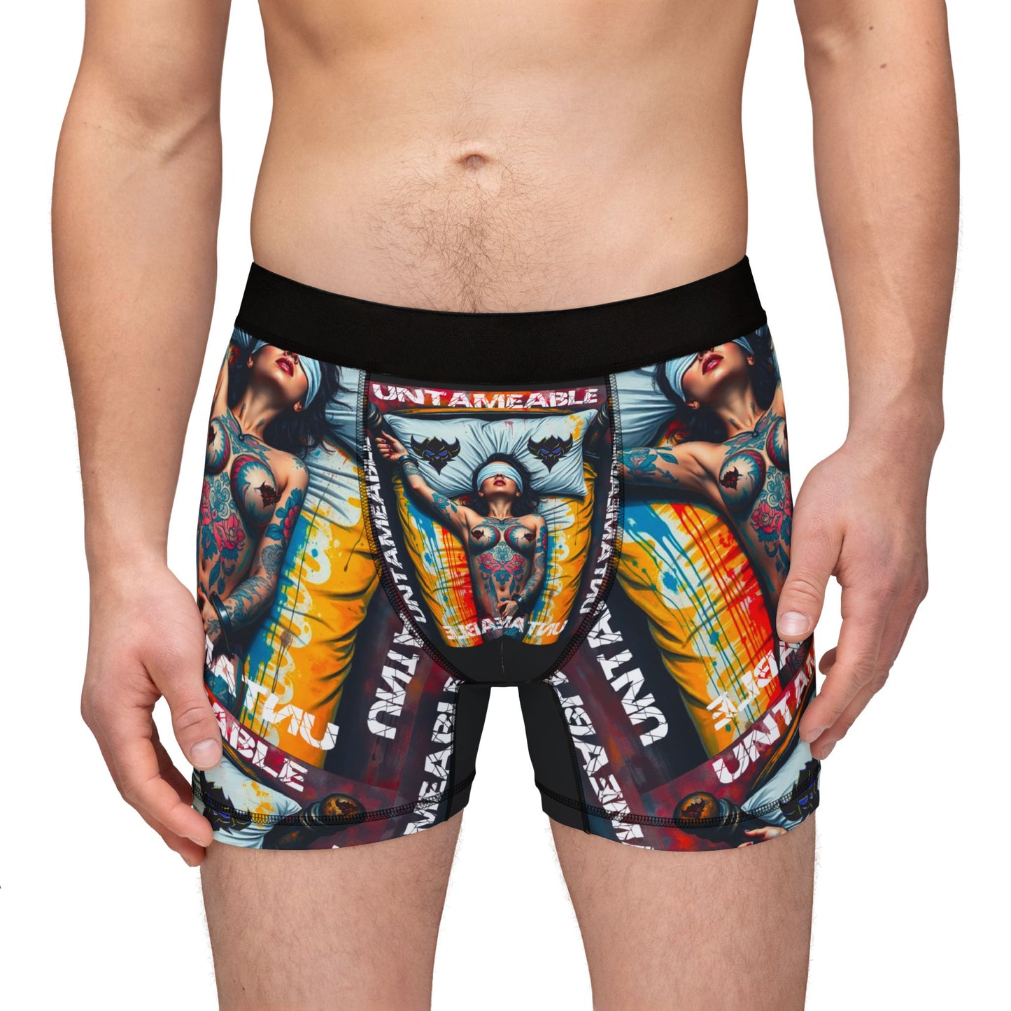 Bold Graphic Men's Boxers - "Untameable" Tattoo Design