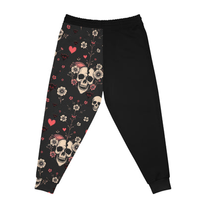 "Dead Love" Floral Skull Athletic Joggers - Trendy Comfortable Pants for Casual Wear