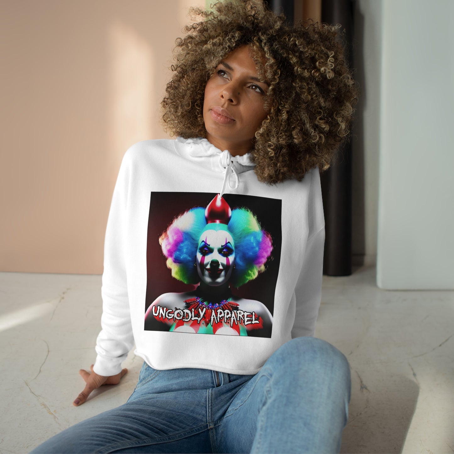 Female Clown Crop Hoodie