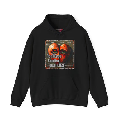 Unisex Hoodie with "Real Eyes Realize Real LIES" Graphic - Trendy Streetwear