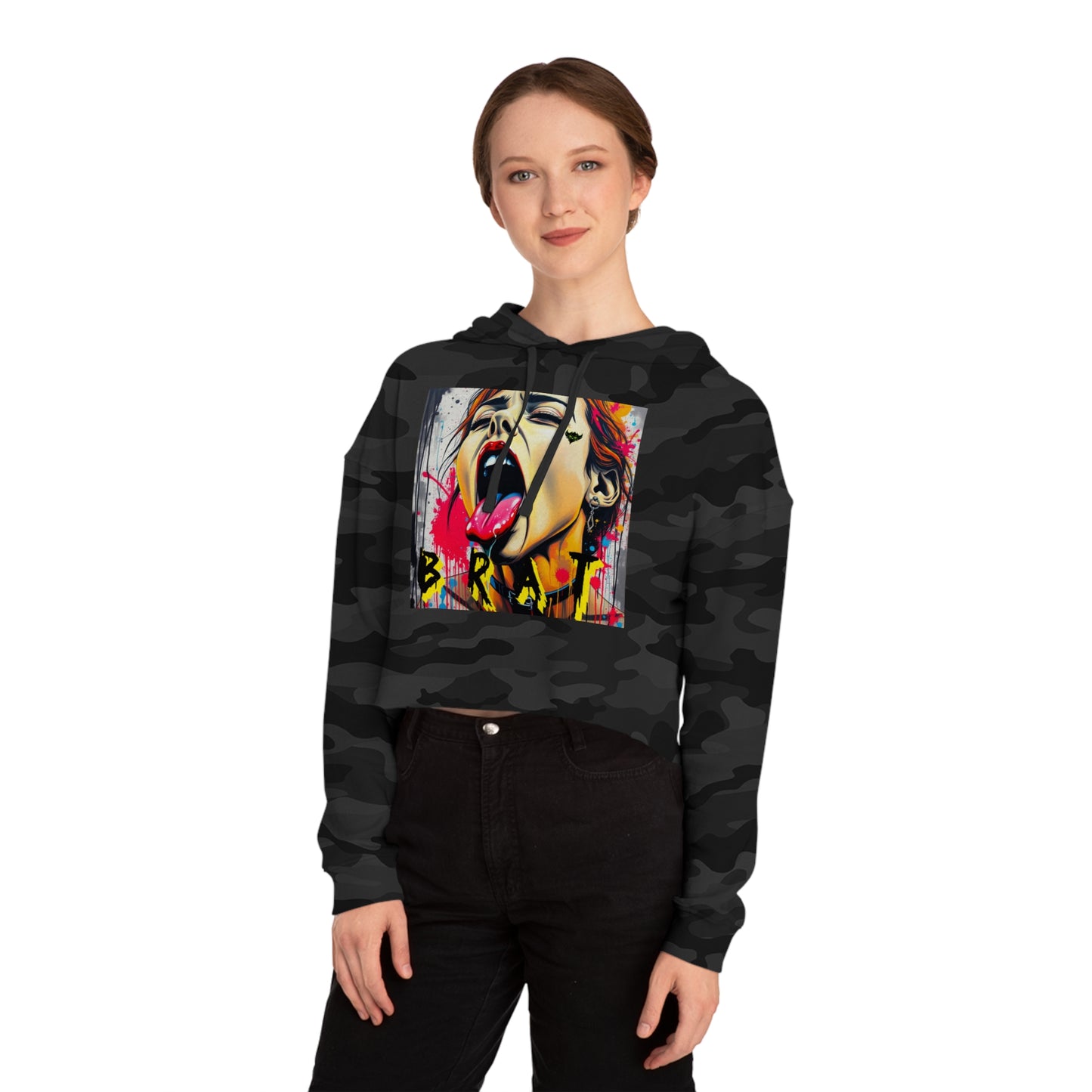 "Brat" Bold Art Women’s Cropped Hooded Sweatshirt - Street Style Graphic Tee