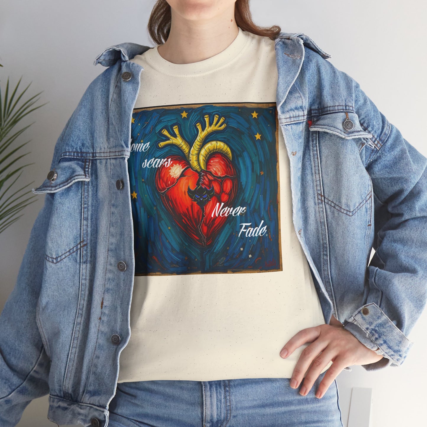 Heart Art Unisex Heavy Cotton Tee - "Some scars never fade"