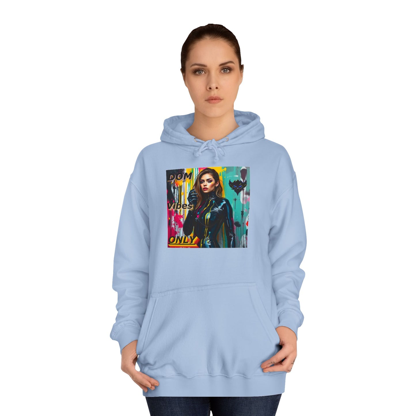 Colorful Graphic Unisex College Hoodie - 'Dom Vibes Only'