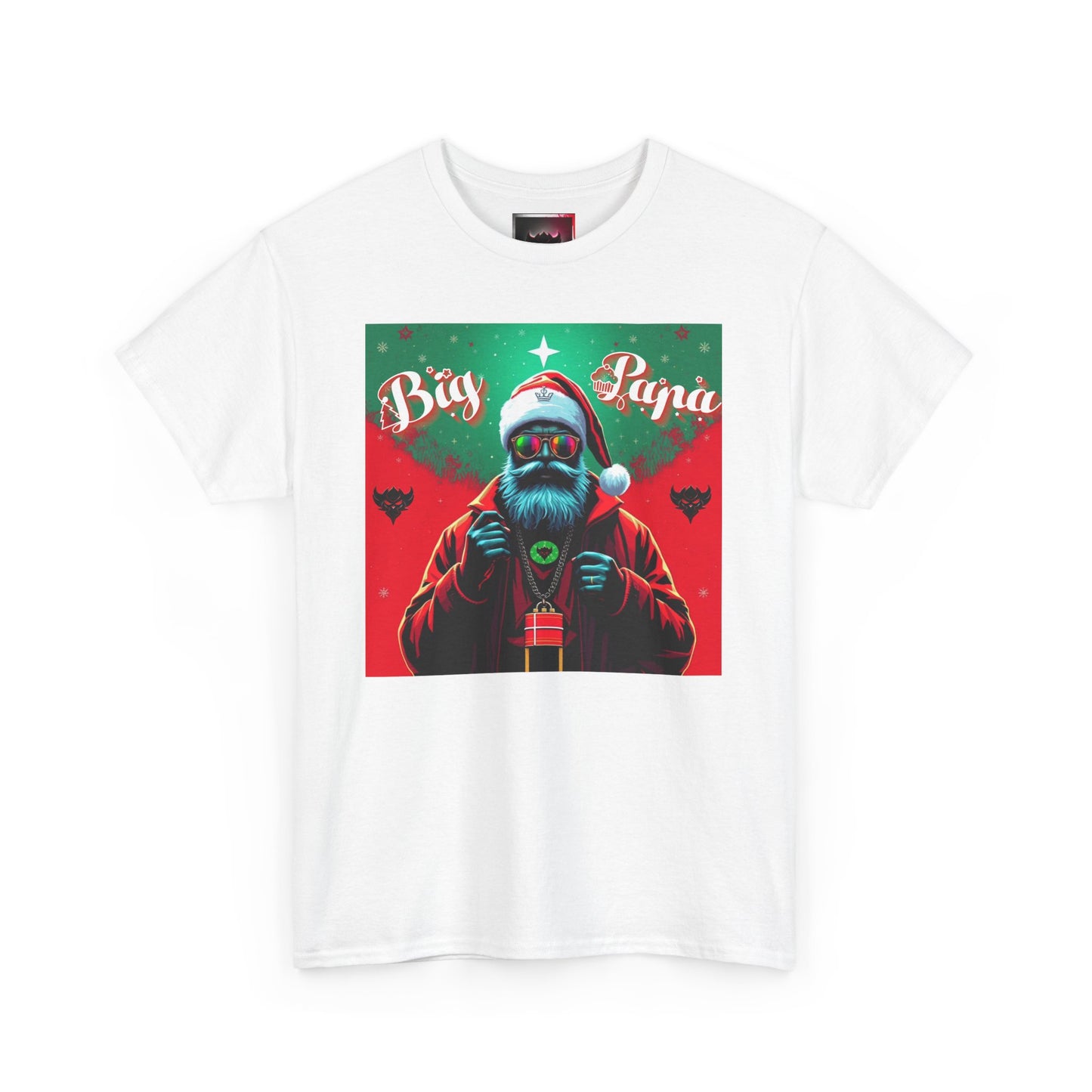 Festive Big Papa Noel Unisex Heavy Cotton T-Shirts - Santa Holiday Spirit T-Shirt