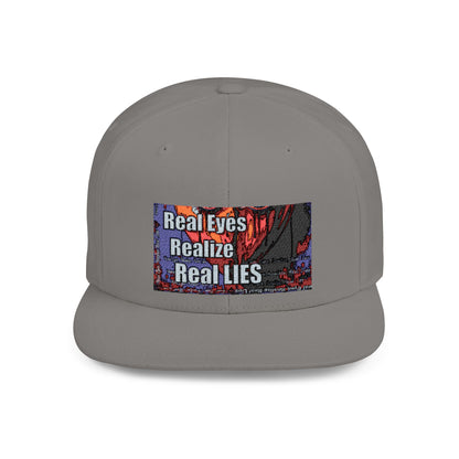 Graphic Flat Bill Snapback - "Real Eyes Realize Real Lies"