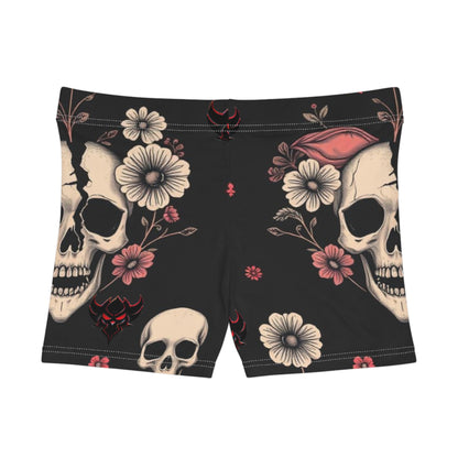 "Dead Love" Floral Skull Women's Shorts – Edgy & Stylish Summer Wear