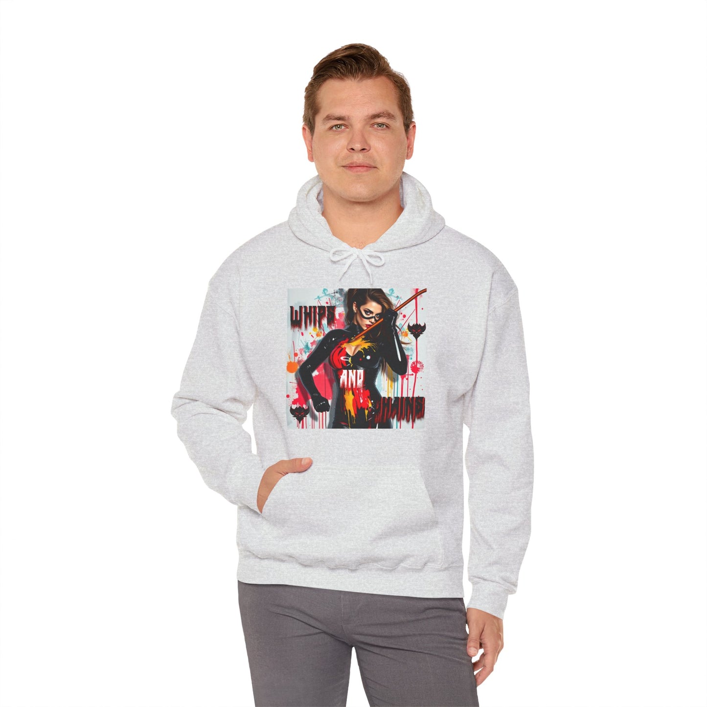 "Whips and Chains" Fierce Art Unisex Heavy Blend™ Hooded Sweatshirt - White