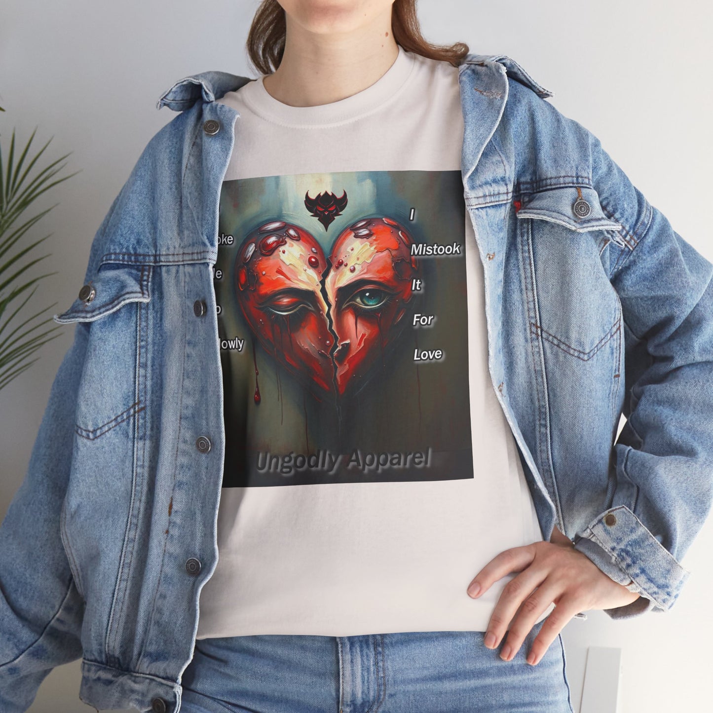 Emotional Heart Unisex Heavy Cotton Tee - 'You Broke Me So Slowly' Design