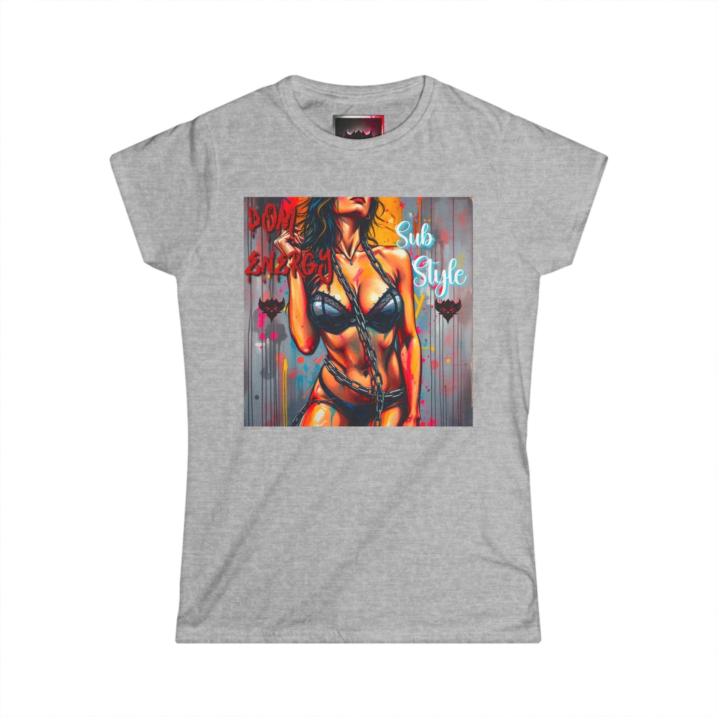 Women's Softstyle Tee - "Dom Energy, Sub Energy" Art Graphic Tee for Bold Expression